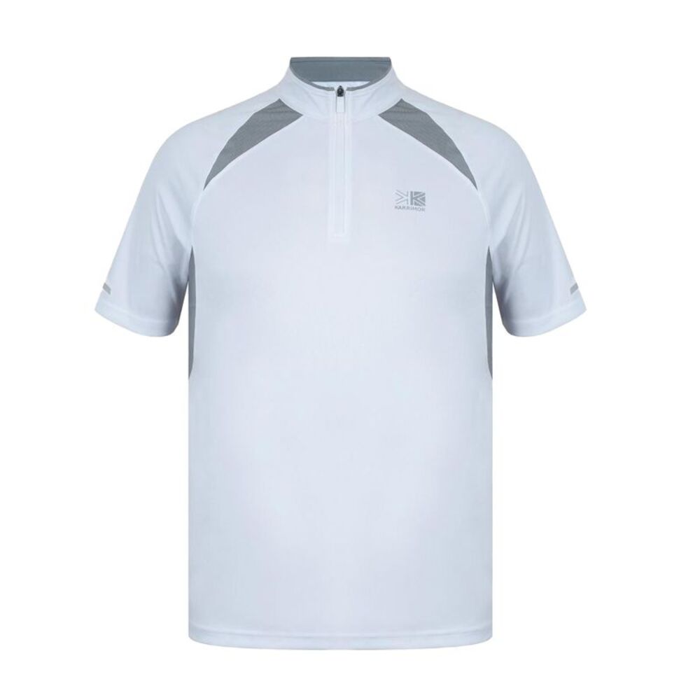 Karrimor Mens Zip Neck Regular Competition T-Shirt / White/Gray